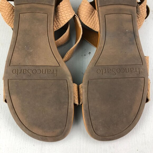 Franco Sarto Women's Size 7.5** Tan Leather Snake Embossed Flats Sandals - Picture 12 of 13